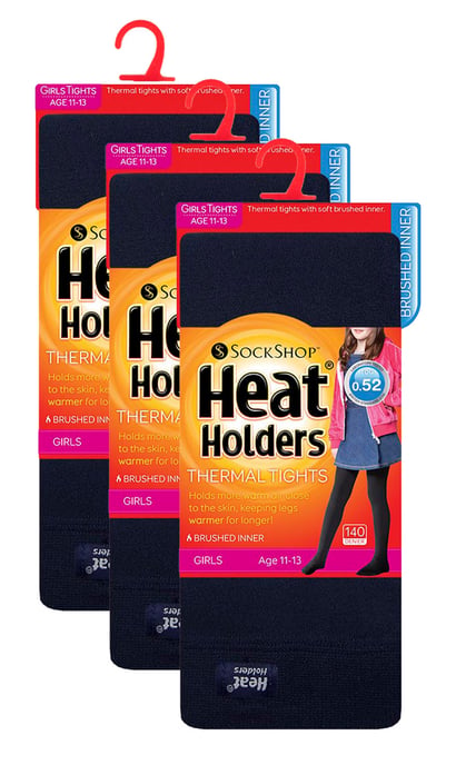 3 Paar Multipack Mädchen Thermostrumpfhosen für den Winter | Wärmehalter | Kinder Fleece isolierte undurchsichtige Strumpfhosen - Navy - Image 2