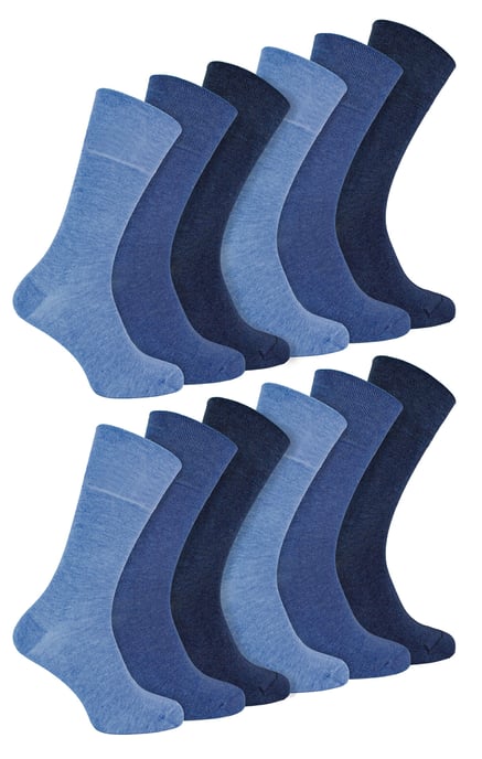 IOMI - 12 Paar Multipack Herren Diabetiker Bambus Socken | Extra breite nahtlose Socken mit nicht elastischen sanften Grip Top - Marineblau - Image 1