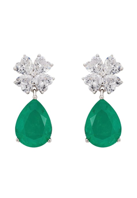 Victoria Teardrop Earrings Silver Colombian Emerald
