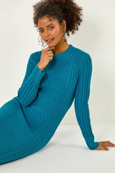 Dusk Cable Knit Midi Jumper Dress - Image 2