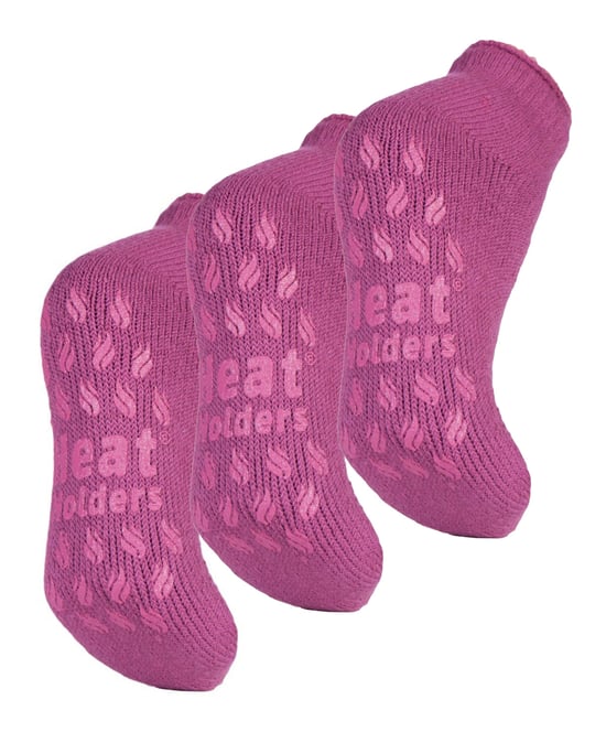 Heat Holders - 3 Paar Multipack Damen Knöchel Slipper Socken mit Gripper - Mid Pink - Image 1