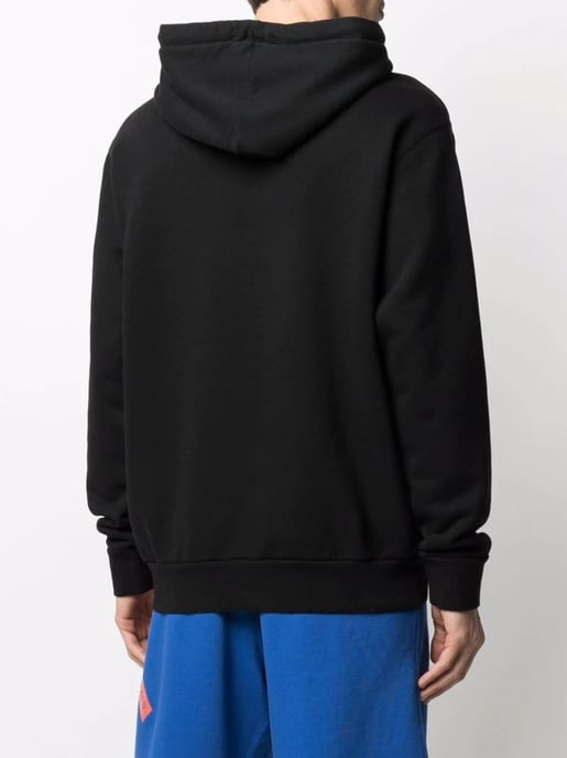 Palm Angels New York Blauer Gespritzt Logo-Druck Hoodie Schwarz - Image 3