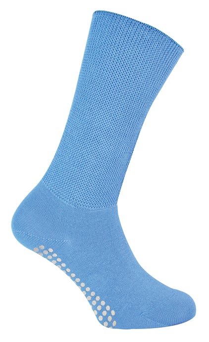 Extra breite Ödemsocken mit rutschfesten Griffen | Dr.Socks | Herren & Damen | Bambus Pantoffelsocken mit Grippern für geschwollene Beine Knöchel & Füße - Blau - Image 2