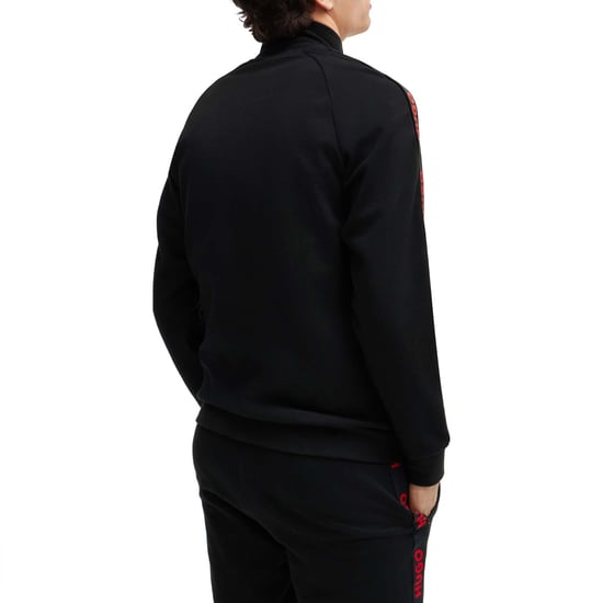Men's Hugo Sporty Logo Zip-Up Track Top in Black