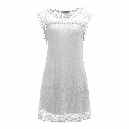 White Casual Sleeveless Lace Dress
