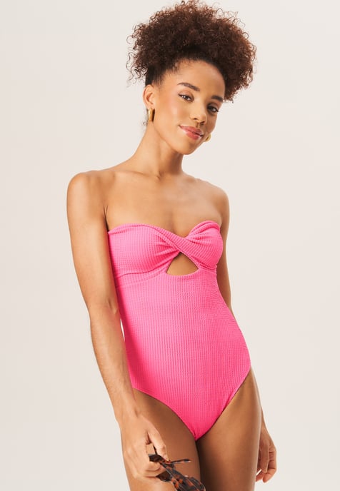 Twist Front Textured Swimsuit