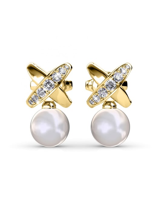Chris Perlenohrringe - Gold und Kristall - Image 3