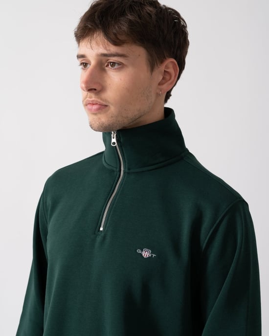GANT Mens Regular Fit Shield Logo Half Zip Sweatshirt - Image 2