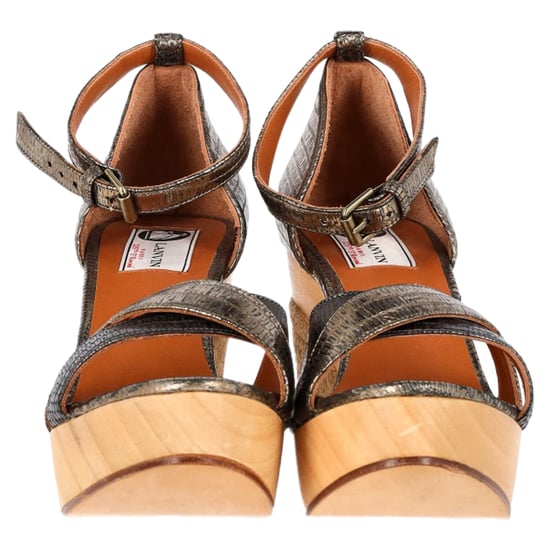 Lanvin Schlangenpräge Espadrille Slingback Keilabsätze aus silbernem Leder - Image 2