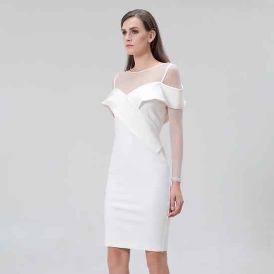 Bodycon-Kleid mit Bardot-Ausschnitt aus Jersey und Tüll - Image 1