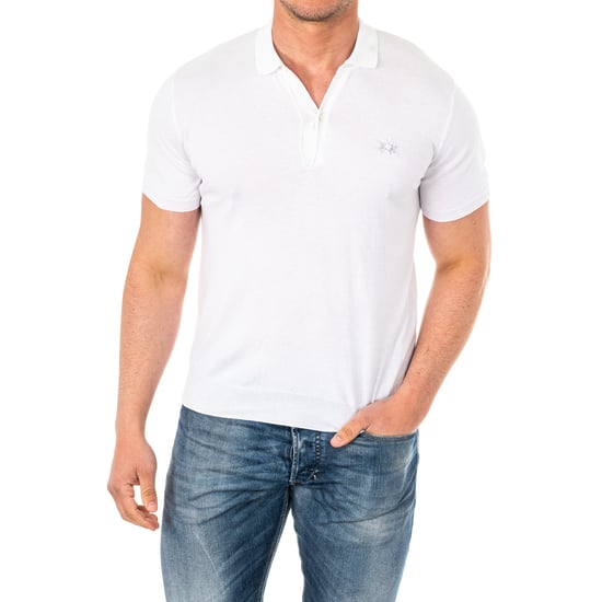 Short-sleeved polo shirt with classic cut and lapel collar HMSA01 for men