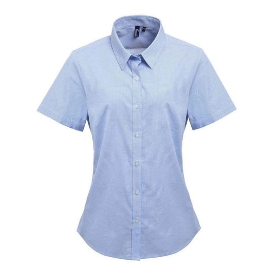 Premier Womens/Ladies Gingham Short-Sleeved Shirt (Hellblau/Weiß) - Image 1