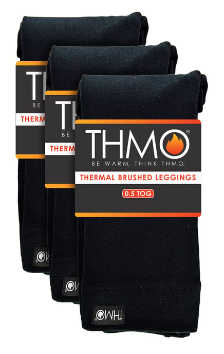 3 Paar Multipack Womens Winter Leggings | THMO | Warm Thermal Footless Tights in Schwarz - Schwarz - Image 2