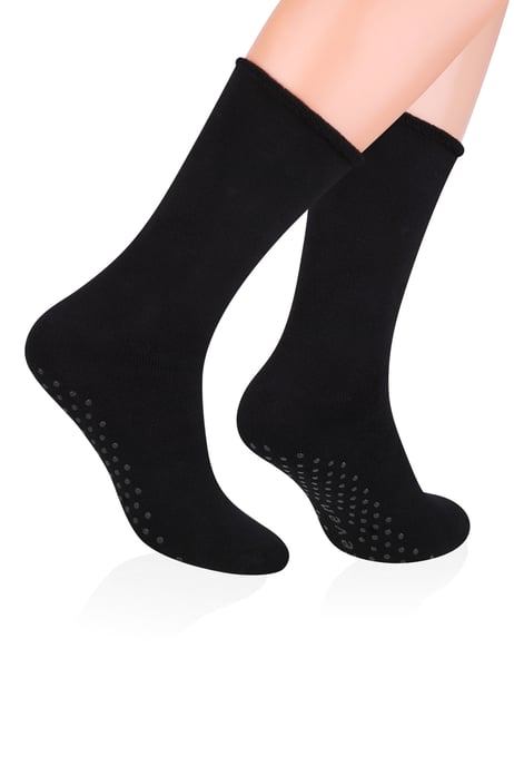 Herren-Slipper-Socken aus Baumwolle | Steven | Casual Plain Socks with Grippers - Schwarz - Image 2