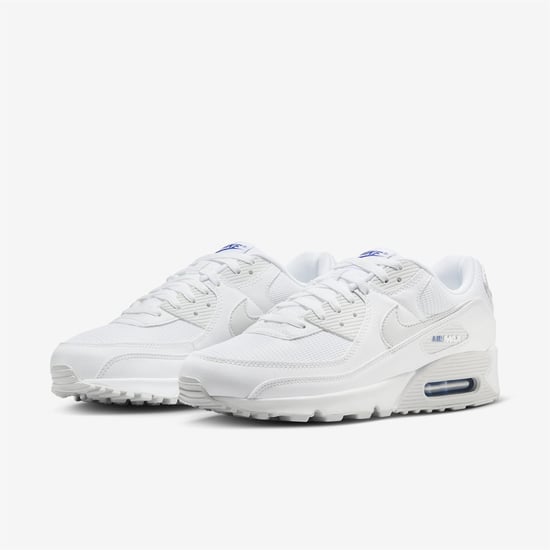 Nike Air Max 90 Herren Turnschuhe in Weiß/Photon Dust/Game Royal - Image 3