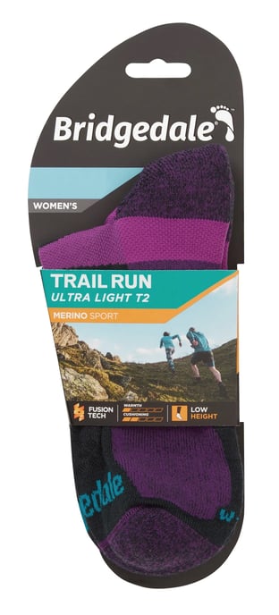 Bridgedale - Womens Sport Ultralight Merino Low Socken - Holzkohle / Lila - Image 2