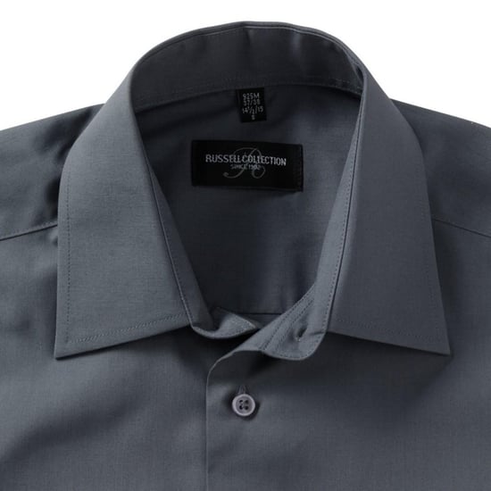 Russell Collection Easy Care Tailored Poplin Hemd für Männer, kurzarm (Grau) - Image 4