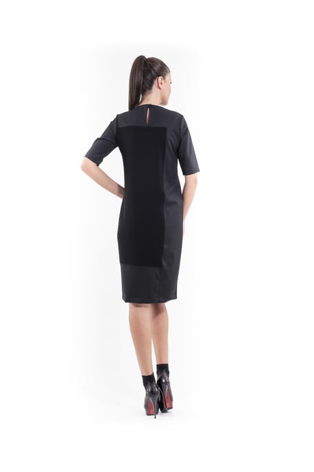 Contrast Fabric Shift Dress black