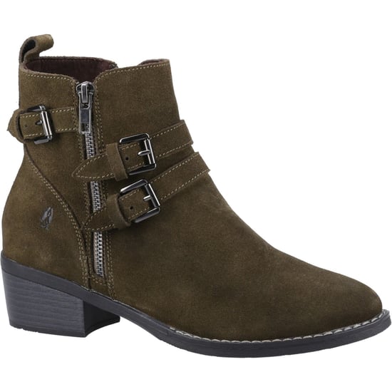 Hush Puppies Jenna Leder Damen Stiefel Khaki - Image 1