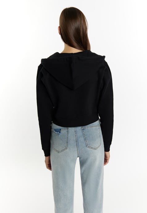 Mymo Kapuzenpullover mit Reißverschluss Damen schwarz - Image 4
