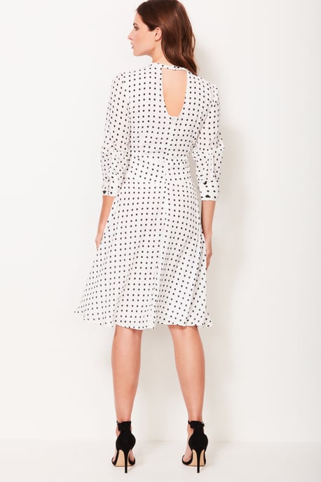 White & Black Square Polka Dot Dress