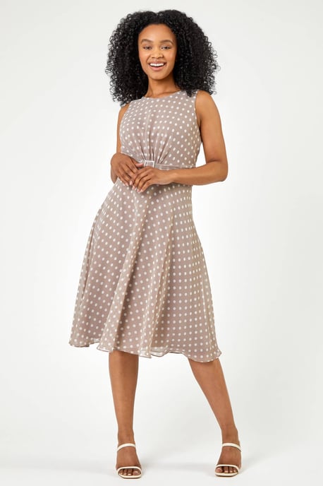 Petite Spot Print Buckle Detail Dress