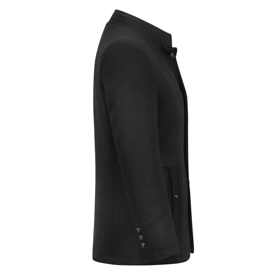 Herren Kurzmantel Slim Fit mit Stehkragen Business Casual Wollmantel Schwarz - Image 2