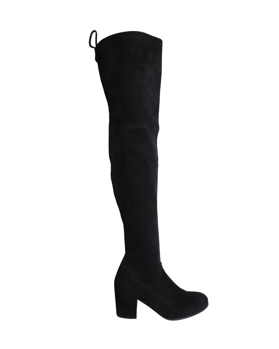 Stuart Weitzman Stiefel über dem Knie mit Absatz aus schwarzem Wildleder - Image 1