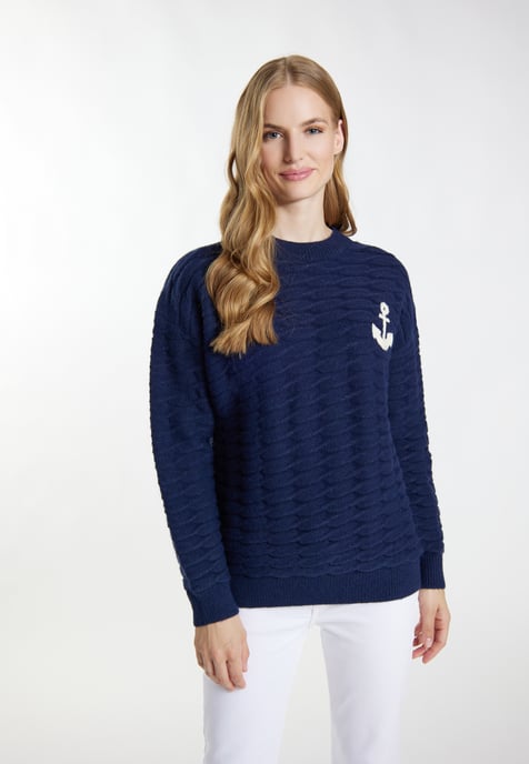 Dreimaster Strickpullover Damen Marine - Image 3