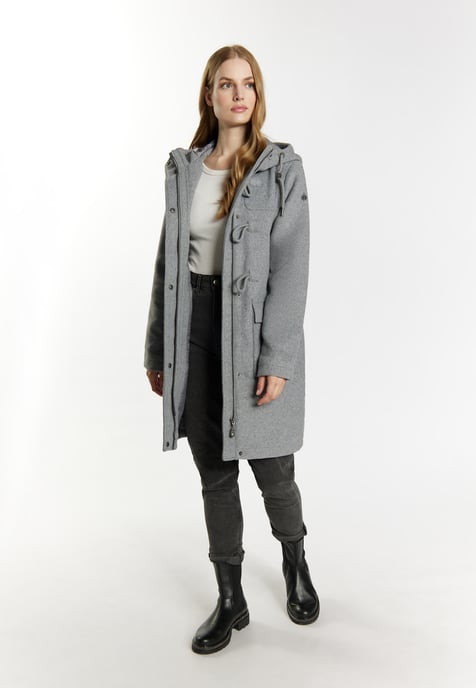 Dreimaster Dufflecoat aus Wollgemisch Damen grau melange - Image 2