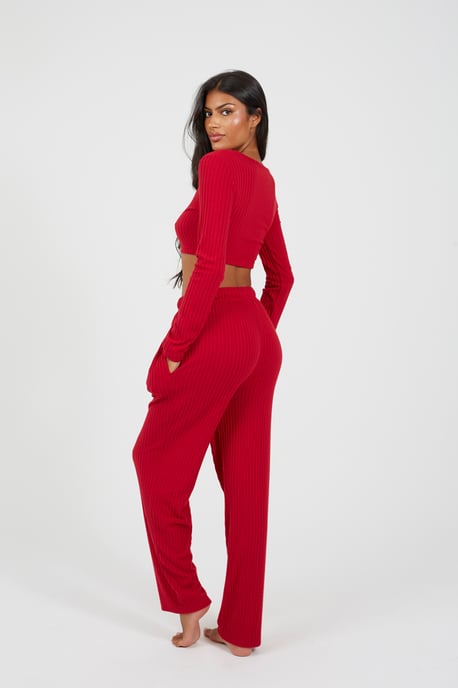 Cropped Long Sleeve & Wide Leg Lounge Set