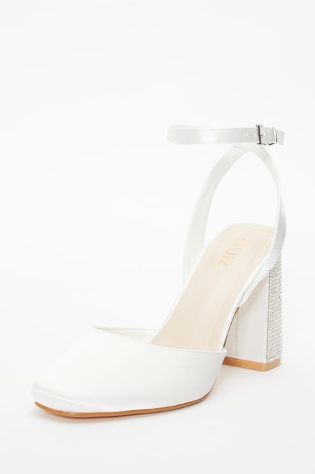 Bridal White Pearl Block Heel Sandal