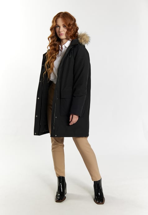 Dreimaster Winterparka mit Kunstfell Damen schwarz - Image 2