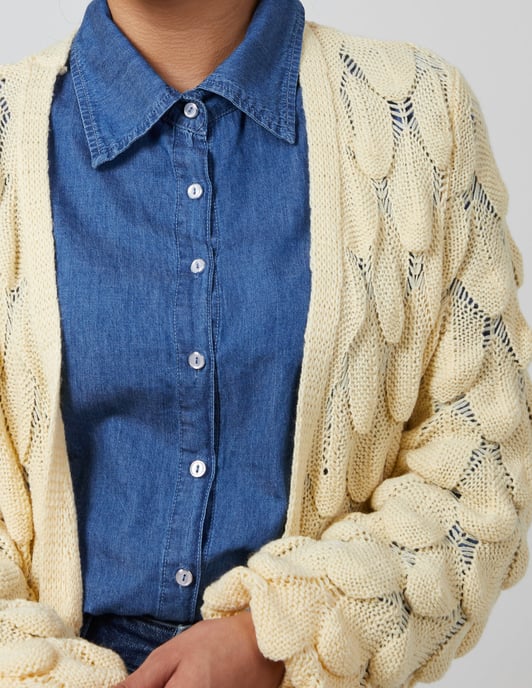 CAITLIN - Scallop Knit Longline Cardigan