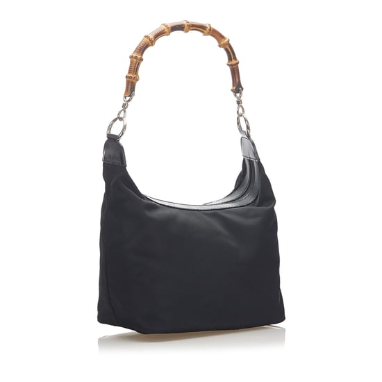 Vintage Gucci Bamboo Nylon Shoulder Bag Black - Image 2