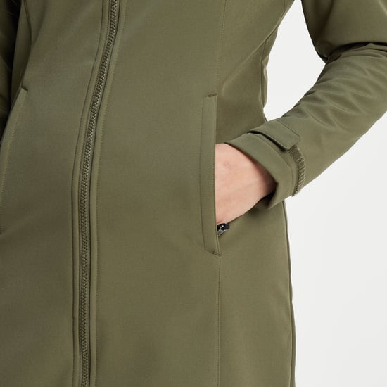 Marina Womens Extra Long Softshell Jacket Khaki