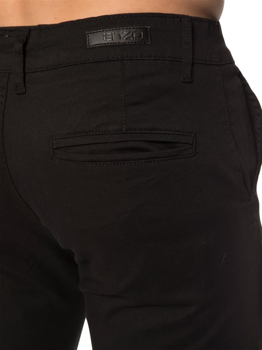 Enzo | Herren Slim Fit Stretch Chino Shorts - Schwarz - Image 4
