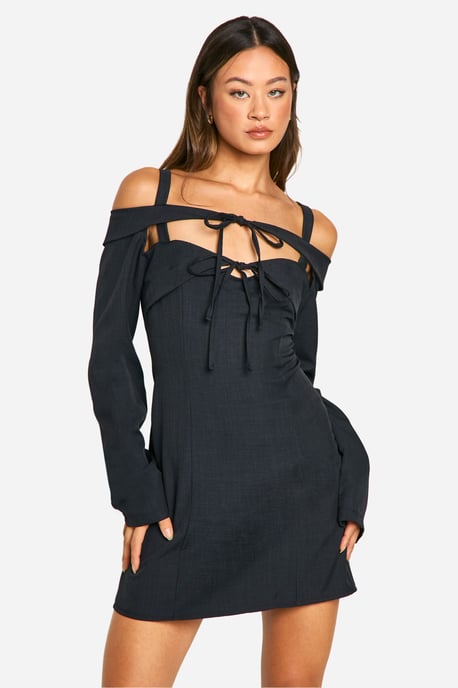Tall Bardot Cut Out Tailored Mini Dress