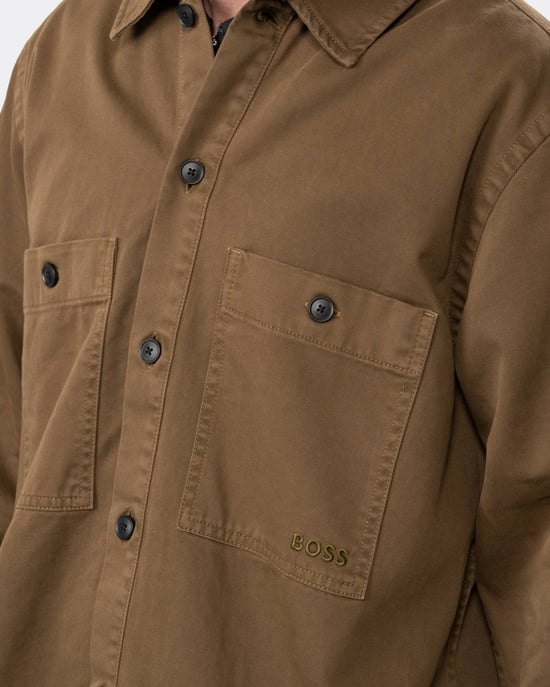 BOSS Orange Locky 1 Mens Oversized-Fit Cotton Twill Overshirt