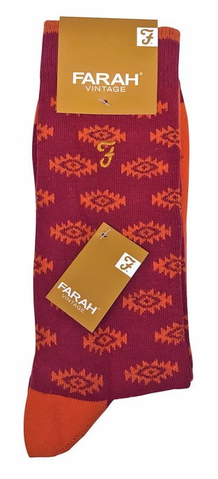 Farah - 2 Paar Herren Retro-Baumwollsocken mit ausgefallenen Mustern - FVS010ORG - Image 2