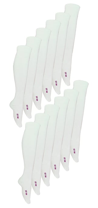 12 Paar Multipack Kinder Kniestrümpfe aus Bambus | Sock Snob | Weiche & atmungsaktive mehrfarbige lange Schulsocken - Weiß - Image 1