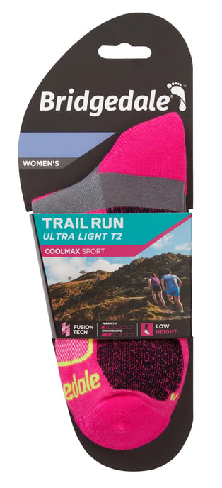 Bridgedale - Womens Running Ultralight Sport Low Socken - Pink - Image 2
