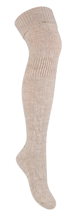 Overknee-Wollsocken für Damen | Steven | Winterwarme dicke lange Socken Beige - Image 1
