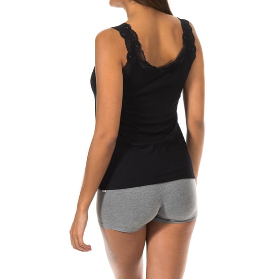 Damen Rundhalsausschnitt Spitze breiter Träger T-shirt 1072675 - Image 3