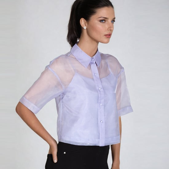 Kurzarm-Organza-Hemd mit Klappen - Image 2