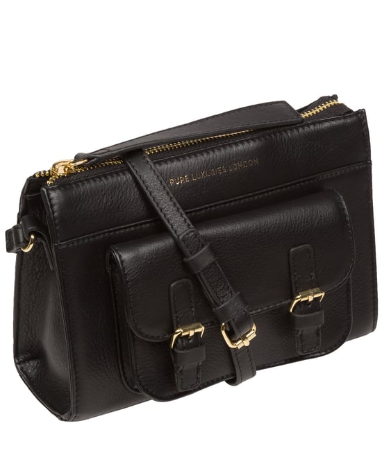 'Monica' Black Nappa Leather Cross Body Bag