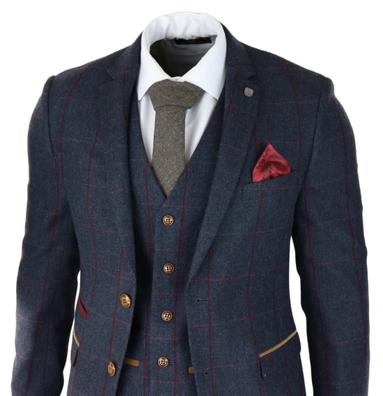 Herren Hahnentritt Tweed Anzug 3-teilig Marineblau Peaky Blinders 1920er Jahre Maßgeschneiderte Passform - Image 4