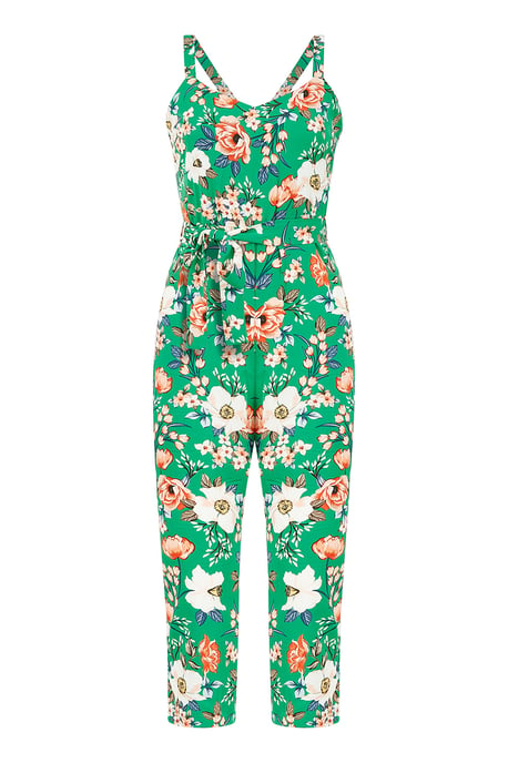 Mela Green Floral Print Culotte Jumpsuit