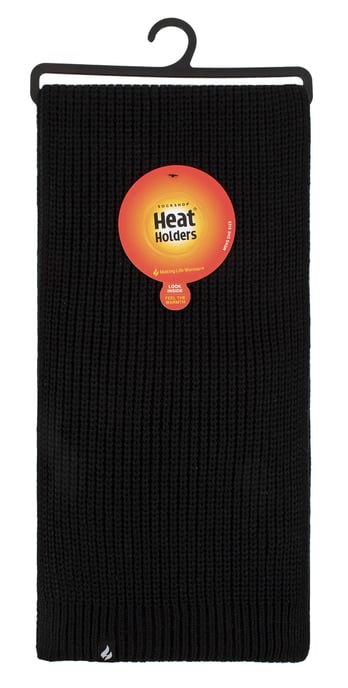 Winddichter Fleece-Winterschal für Herren | Wärmespender | Thermische kuschelige schwarze Schals für kaltes Wetter - Schwarz - Image 2