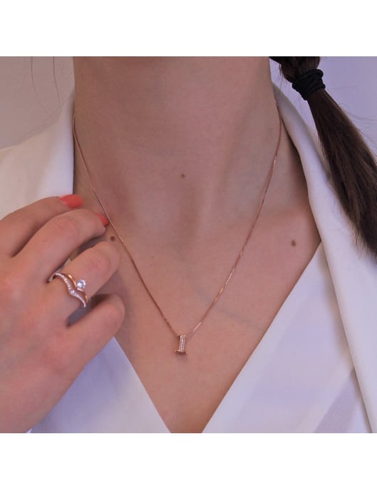 Nummer 1 Anhänger - Rose Gold und Kristall - Image 2
